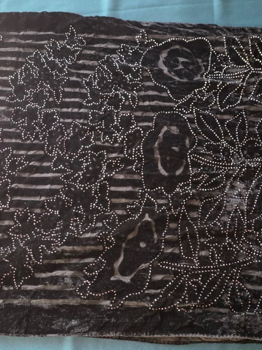 Sheer Velvet Textured Fringe Table Runner Ornate Shawl Scarf 60